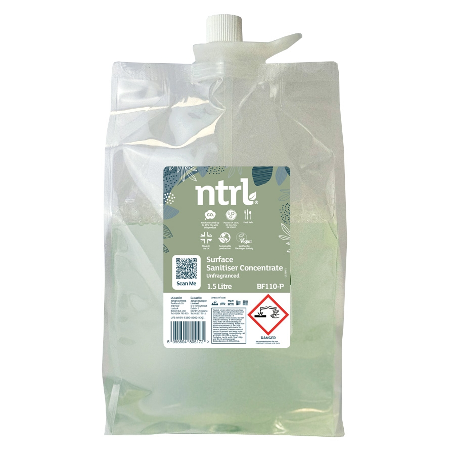 Jangro ntrl Surface Sanitiser Unfragranced Pouch 1.5L
